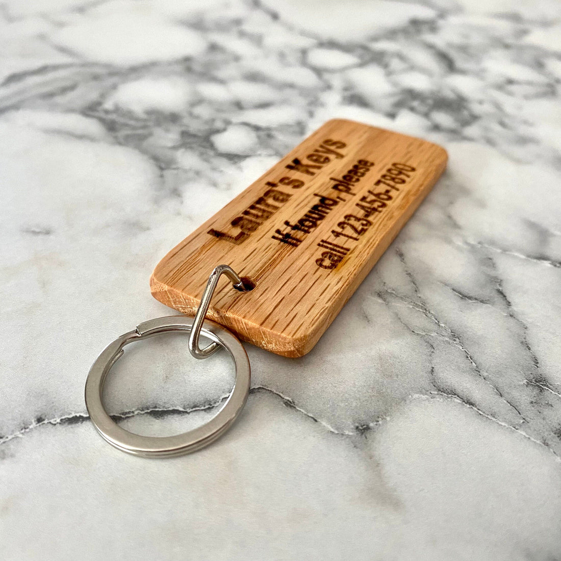 Personalized &quot;Lost Keys&quot; Engraved Wood Keychain