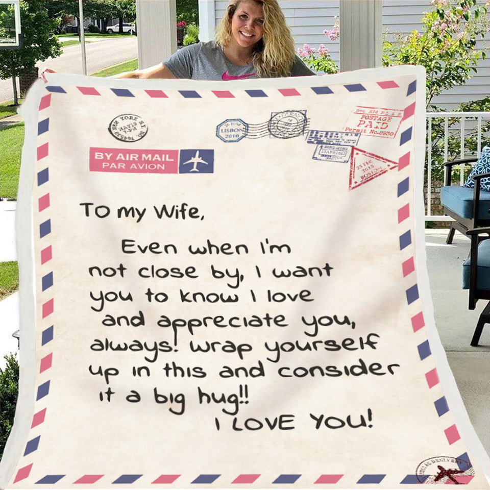 Fleece Blanket to My Daughter Son Wife Letter Printed Quilts Air Mail Blankets Positive Encourage and Love GiftsDrop Ship