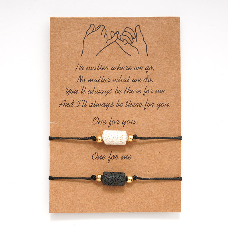 Personalized Creative Wax Thread Braided Volcanic Stone Couple Bracelet Bracelet